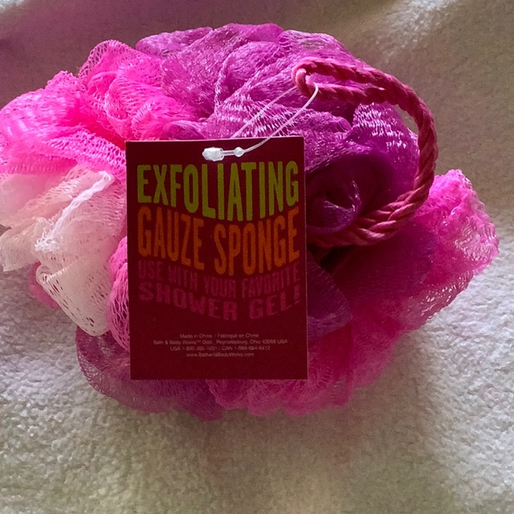 Bath & Body Works Pink and White Bath Pouf